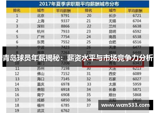 青岛球员年薪揭秘：薪资水平与市场竞争力分析